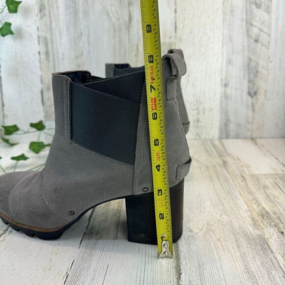 Sorel Addington Chelsea Grey Leather Block Heel Boot size 9.5 - Picture 8 of 12